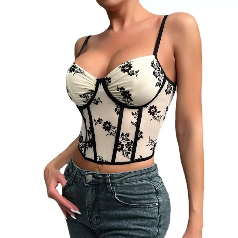 Sexy Deep V Plunge Neck Low Cut Steel Ring Boning Corset